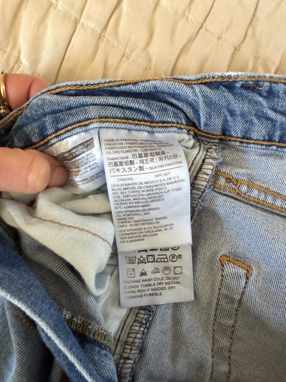 Levi's Light Blue Distressed Straight-Leg Jeans - Picture 4 of 12